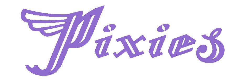 The logo for the band Pixies, in purple